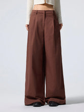 Minimalana Women Plain Front Button Casual Long Pants, For Daily Leisure